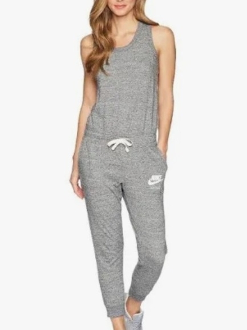 Nike Gray Sleeveless Drawstring Jumpsuit